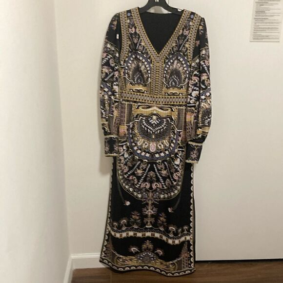 Dynasty Dresses & Skirts - Dynasty V-Neck Maxi Dress with Long Balloon Sleeve & Side Slits.  Size XS.